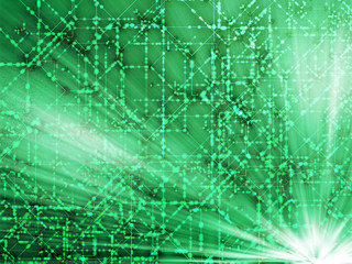 Abstract illustration of technical data nodes and flows