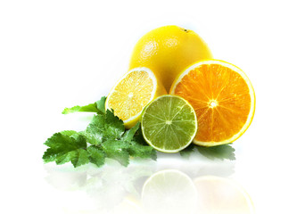 Diverse fruits, isolated on white background