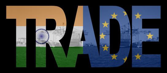 Trade text with Indian and European Union flags