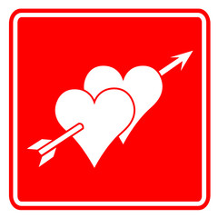 two hearts in love sign