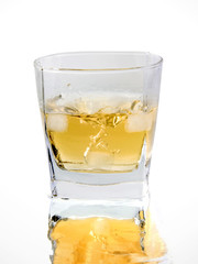 a glass of whiskey