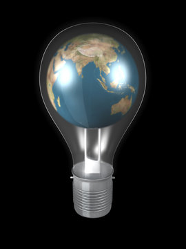 3d image, Conceptual Globe inside bulb