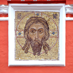 Mosaic icon with Jesus Christ face over an input