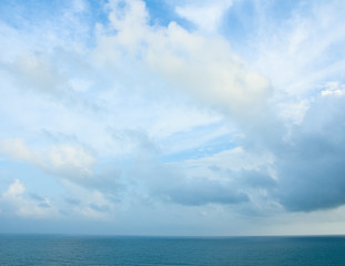 Cloudy blue sky and turquoise ocean