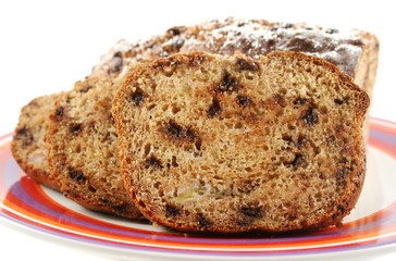 Background of delightful fresh baked banana cake