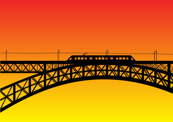 illustration of a bridge with metro