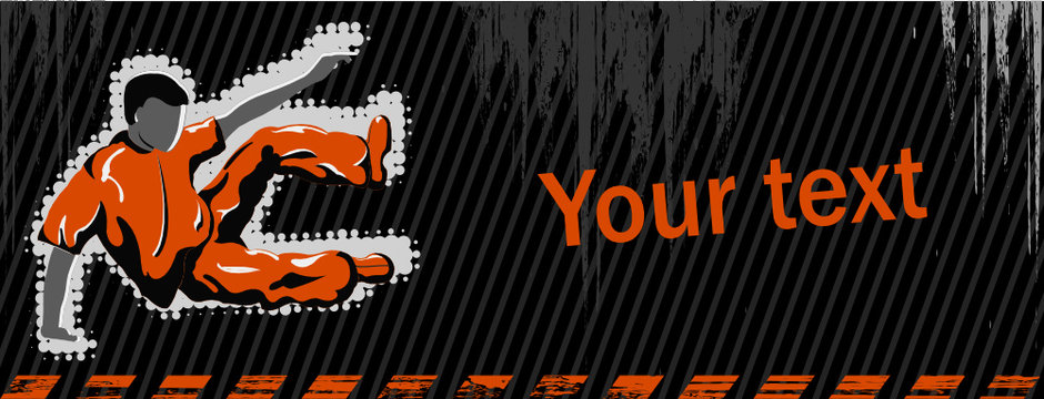 Vector grunge banner with jumping boy