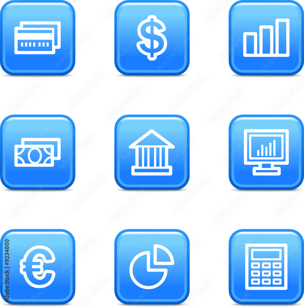 Canvas Prints Finance web icons, blue glossy buttons series