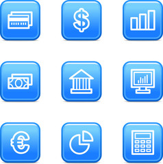 Finance web icons, blue glossy buttons series