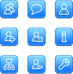 Fototapeta premium Users web icons, blue glossy buttons series