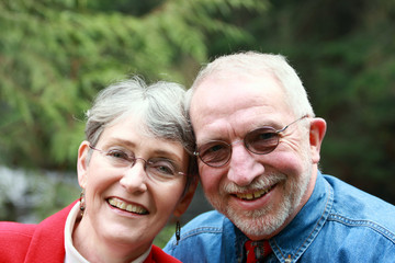 Smiling retired couple