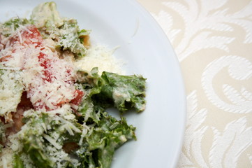 salad from cheese and vegetables
