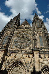 Front view of St.Vitus Cathedral in Prague