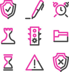 Administration web icons, pink contour series