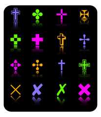 color cross icon set