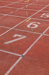 Part of the starting lane of a race track