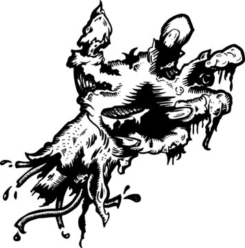 Severed rotting hand haloween illustration