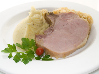 smoked pork chop on sauerkraut