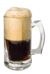 Dark porter beer with froth head, isolated, clipping path