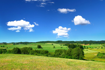Obraz premium summer landscape with cumulus clouds above