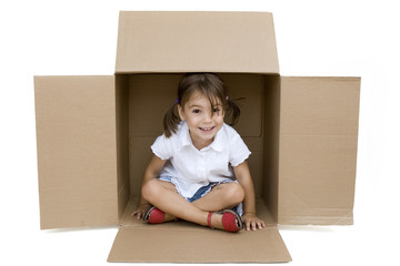 little girl inside a Box