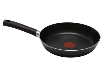 New frying pan on a white background