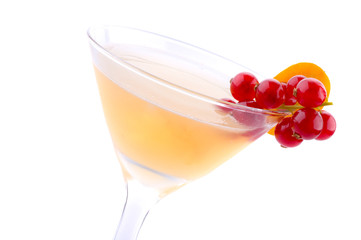 Cocktail drink on fruit/  isolated