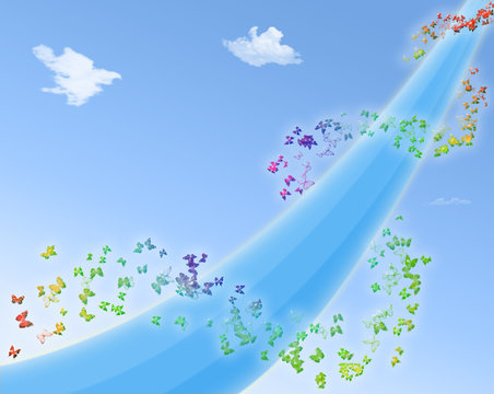 great abstract image of butterflies and blue sky