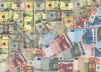 selection of Euros and American dollars illustration