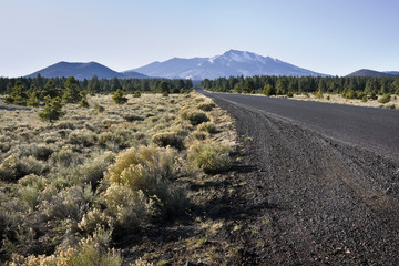 Black asphalt road in California, United States.