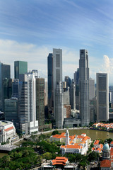 Fototapeta na wymiar Dzielnica biznesowa i Boat Quay, Singapore