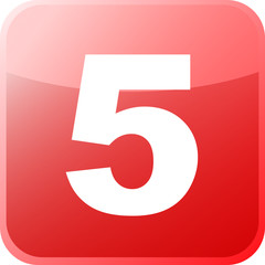 five (5) red number button