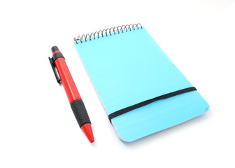 notes and pencil isolated on white