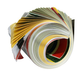 Magazine in a roll on a white background.