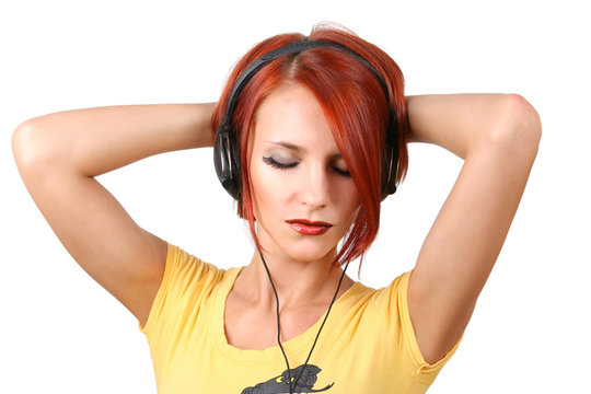 fummy colorful girl listening music