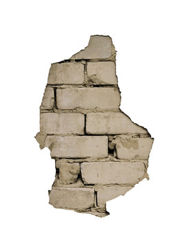 Through a hole in a wall it is visible bricks