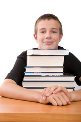 happy teenager learning at home