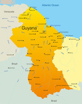 Abstract vector color map of Guyana country