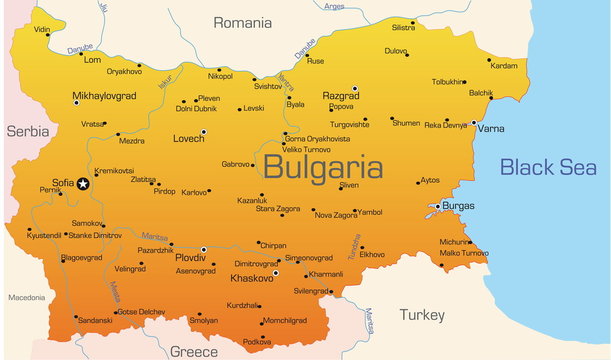 Abstract vector color map of Bulgaria country