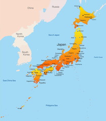 Abstract vector color map of Japan country