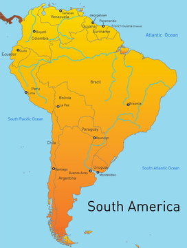 Abstract map of south america continent