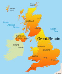 Abstract vector color map of Great Britain country