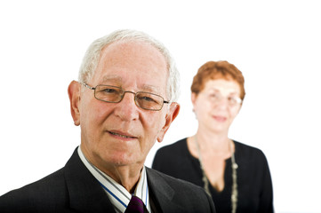 closeup  portrait off a senior businessman with colleague