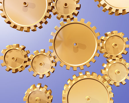 Illustration of highly polished interlocking cogs and gears