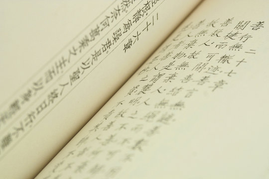chinese book with close up on a page