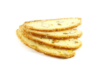 Biscotti Biscuits Laid Out On a White Background