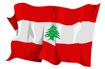 Computer generated illustration of the flag of Lebanon