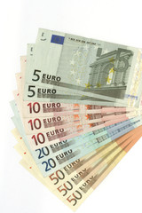 Banknotes on the white background