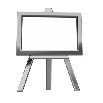 3D rendering of metal easel on white background