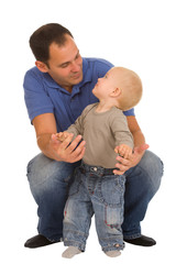 father with son isolated on a white background